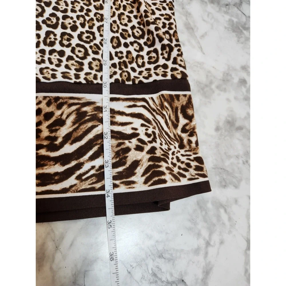Michael Kors Womens XS Brown Leopard Print Long Sleeve Mini Dress Sheath Stretch